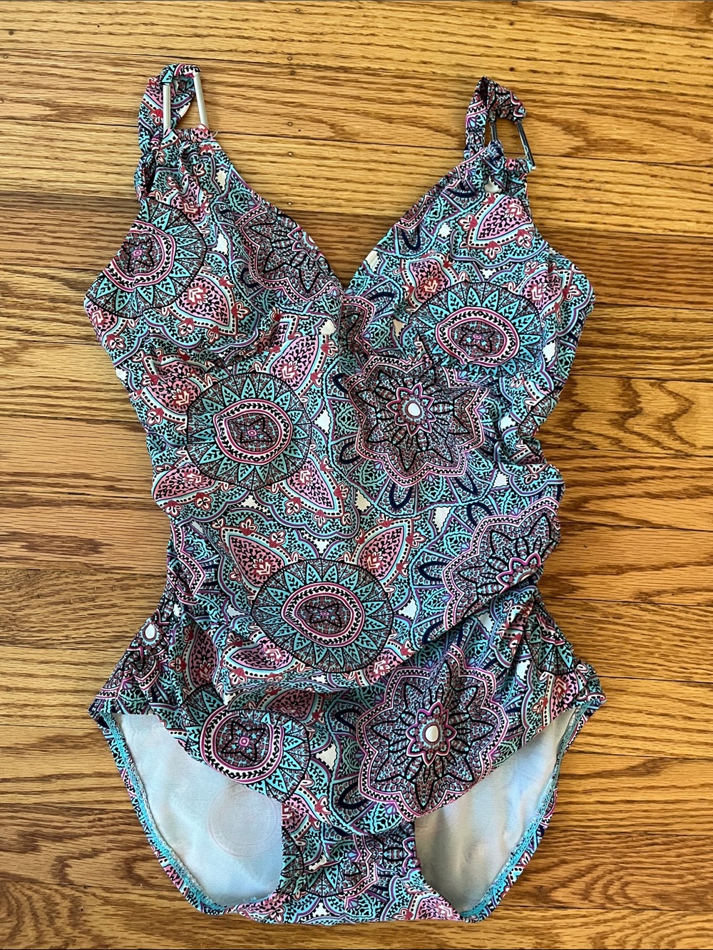 Spanx One Piece Swimsuit Small Tummy Control Boho Print